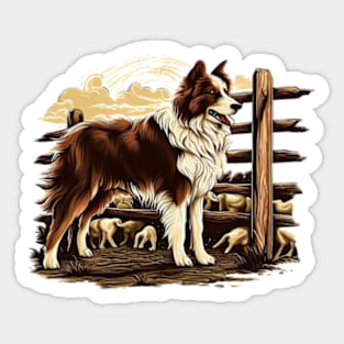 Captivating Border Collie Herding Art Animal and Farm Life Sticker